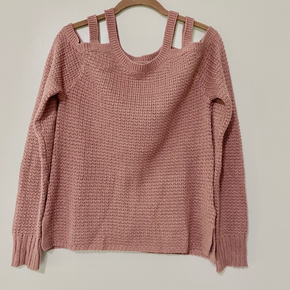 Aeropostale Sparkley Mauve Pink Sweater with Two Strap Shoulders Size Medium - Picture 1 of 8